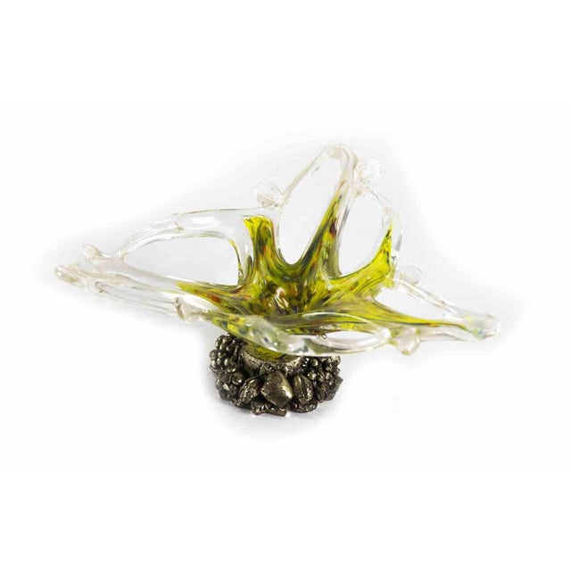 Vintage Murano glass centerpiece is a beautiful glass decorative object, realized by Murano manufacture during the 1970s....