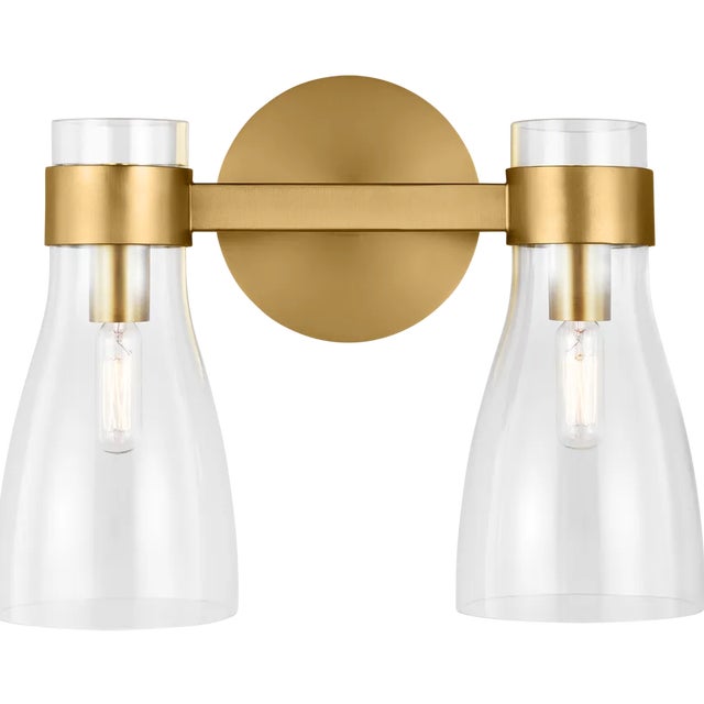 Mid-Century Modern AERIN By Visual Comfort Studio Moritz 2-Light Vanity Sconce in Burnished Brass For Sale - Image 3 of 3