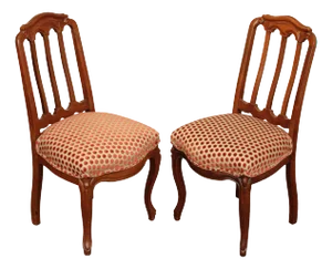 French Louis XV Style Pair of Carved Walnut Side Chairs