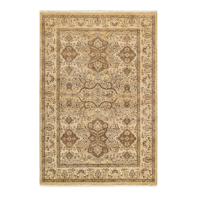 Mogul Collection Hand-Knotted Area Rug - Yellow 4' 3" x 6' 3" For Sale - Image 4 of 4