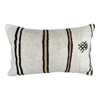 Turkish Hemp Pillow Cushion Natural Beige Brown Pillow Cushion Cover 16" x 24" For Sale