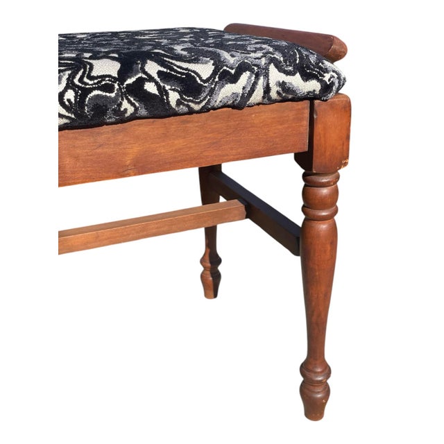 Vintage Wood Stool With New Upholstery | Chairish
