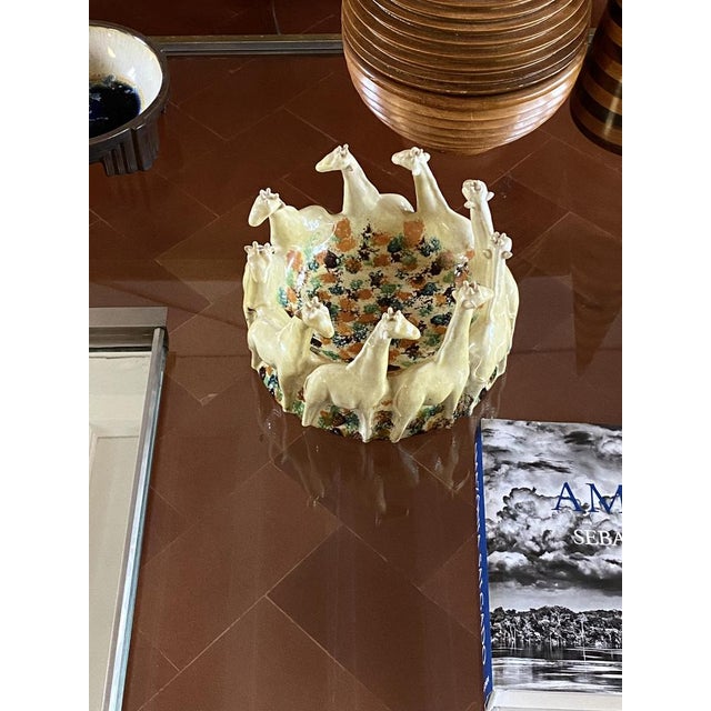 Yellow Postmodern Giraffe Ceramic Centerpiece or Vide Poche from ND Dolfi Montelupo Italy, 1990s For Sale - Image 8 of 18