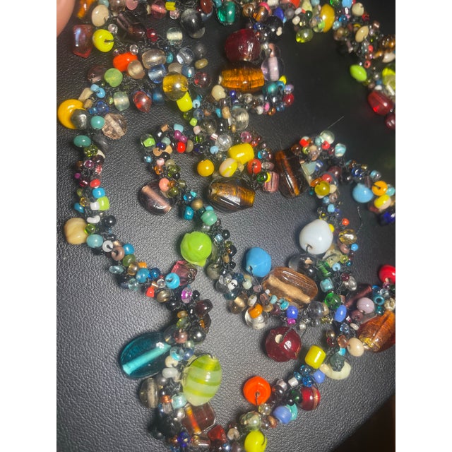 Glass Antique Necklace Venetian Lampwork and Bohemian Molded Glass Beads For Sale - Image 7 of 10