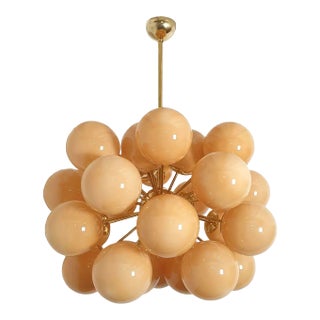 1990s Large Mid Century Modern Amber Glass Sputnik Chandelier For Sale