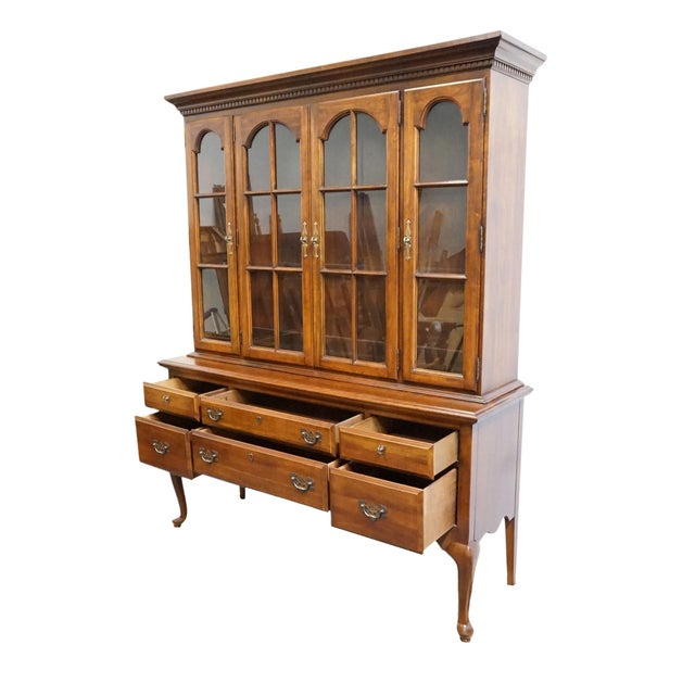 Wood Mount Vernon Furniture Co. Solid Cherry Traditional Style 62" Buffet W. China Cabinet 100-560 For Sale - Image 7 of 13