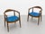 Vintage Mid Century Modern Walnut Lounge Chairs – Hans Wegner Style – Pair of Refinished and Reupholstered Armchairs, C. 1960's For Sale - Image 9 of 14
