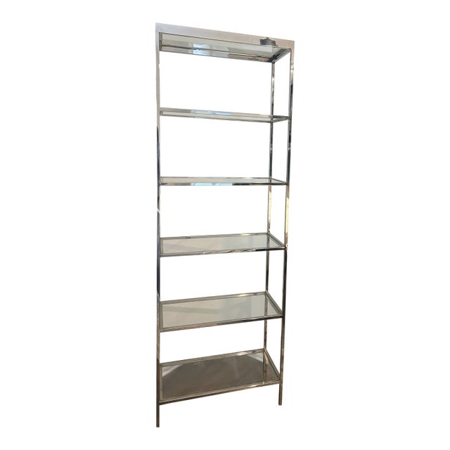 Mitchell Gold Bob Williams Chrome and Glass Shelf For Sale