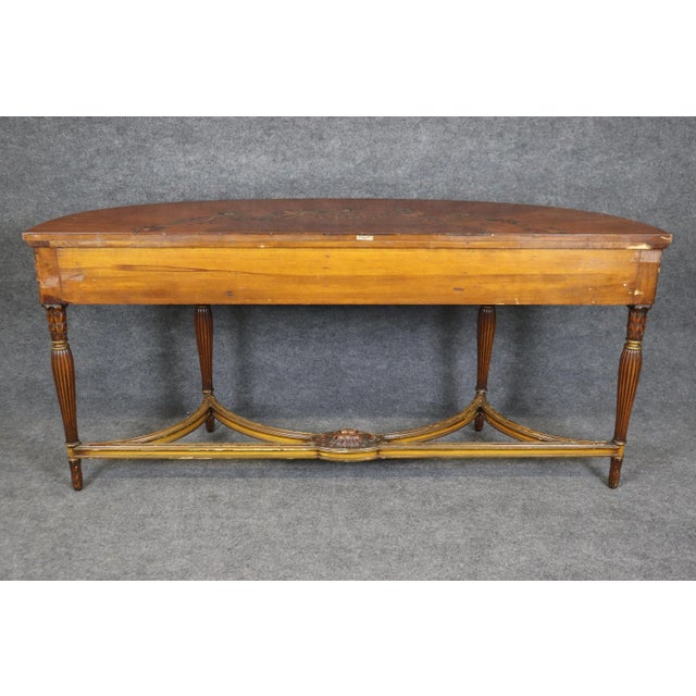 Extremely Large Satinwood Adams Painted Decorated Demilune Console Sideboard For Sale - Image 4 of 12