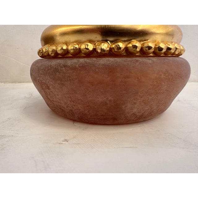 Studio Art Glass Jars With Gold Leaf Tops -a Pair For Sale In Philadelphia - Image 6 of 6
