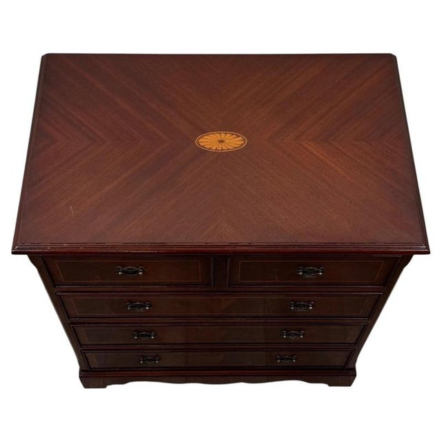 2000 - 2009 Antique English Inlaid Mahogany Chest of Drawer For Sale - Image 5 of 12