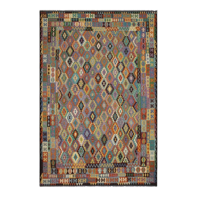 Early 21st Century Caucasian Kilim Rust Brown Wool Rug For Sale