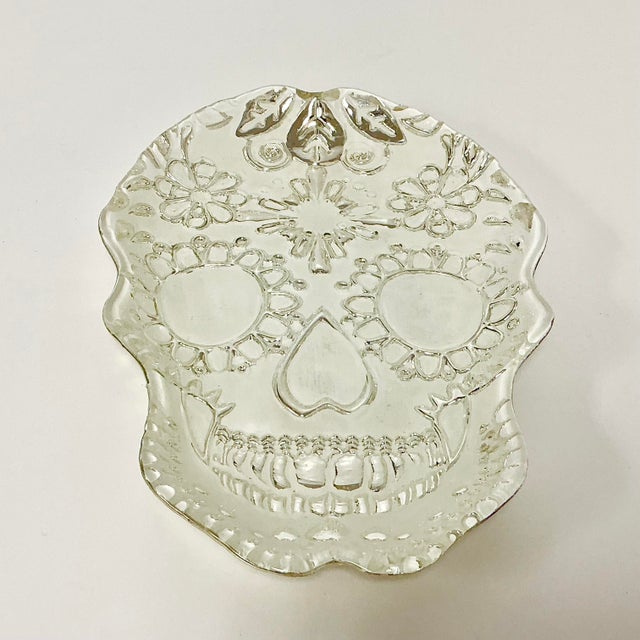 1980s Vintage Boho Chic Mexican Style Skull Decorative Bowl, Halloween For Sale - Image 6 of 7
