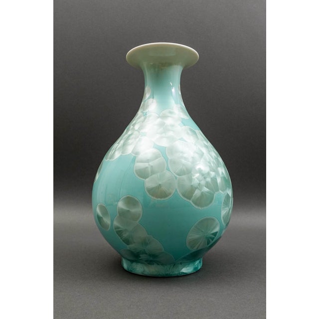 John Richard Powder Blue Mother of Pearl Porcelain Vase 11 3/8" For Sale In Miami - Image 6 of 8