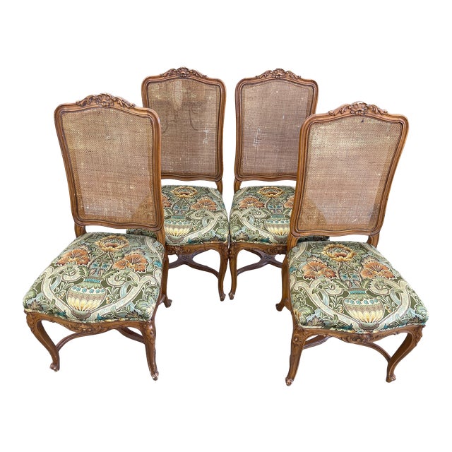 4 John Widdicomb Cane Back French Country Louis XV Style Dining Chairs For Sale