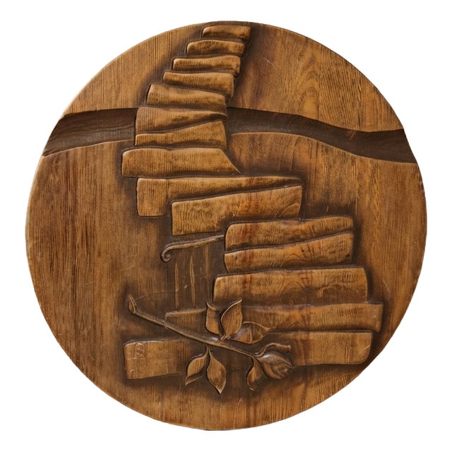 Vintage Carved Wooden Sculptural Relief Wall Plaque, Czechoslovakia, 1940s For Sale