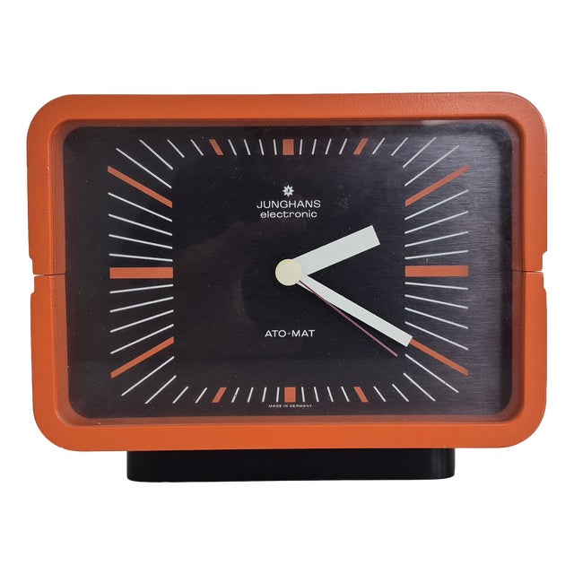 Orange Ato-Mat Table Clock from Junghans for Olympia, 1970s For Sale