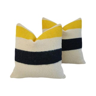 Custom Hudson's Bay Camp Blanket Feather/Down Pillows - Pair For Sale