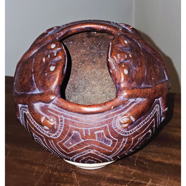 Folk Art Reis Pará Brazilian Marajoara‑Style Carved Ceramic Pot For Sale - Image 3 of 6