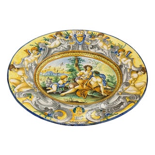 Massive Early 20th Century Italian Majolica Bacchanalian Scene Platter For Sale
