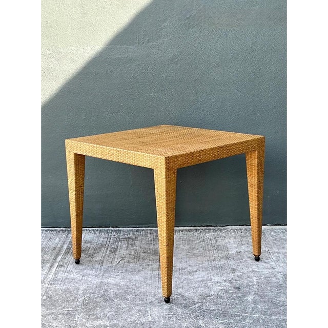 Early 21st Century Vintage Baker Milling Road Rattan Square Game Table For Sale - Image 5 of 12