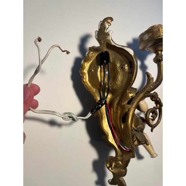 Late 19th Century 19th Century Antique French Rococo Belle Epoque Bronze Wall Sconces -Set of Two For Sale - Image 5 of 7