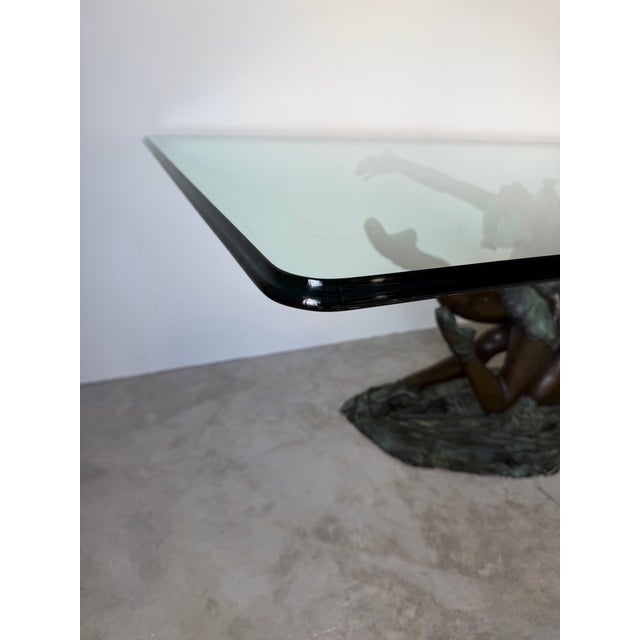Vintage Léela Art Sculptural Bronze Ballet Dancers Dining Table Base With Beveled Glass Top For Sale - Image 11 of 13