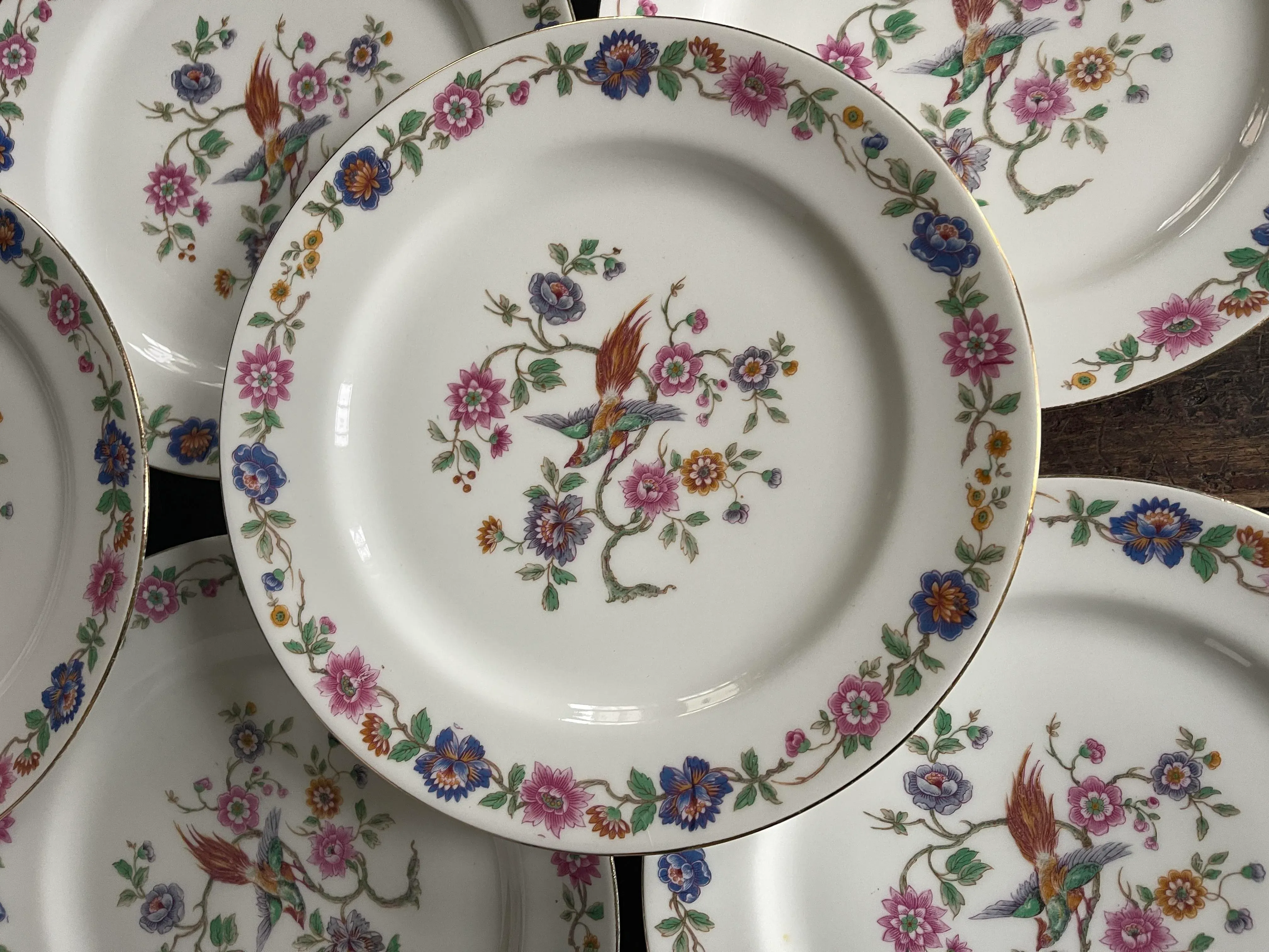 1960s Bird of Paradise French Limoges Porcelain Dinner Plates