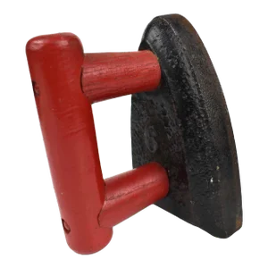 Mid 20th Century Cast Iron Stove Top Iron Model Doorstop Paperweight Bookend With Wooden Handle