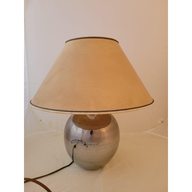 Vintage Silver-Plated Ceramic Table Lamp from La Bottega, 1980s For Sale - Image 6 of 13