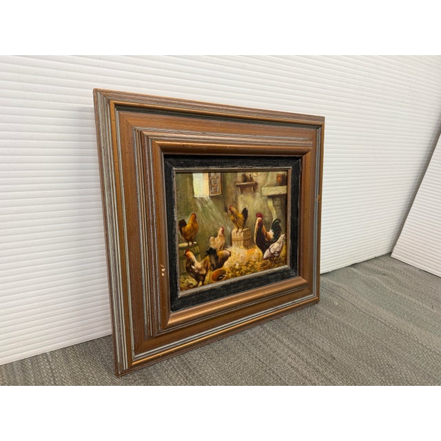 Design Plus Gallery presents Chickens in a Henhouse by Samy. The artwork is painted in the 19th-century European Realism...