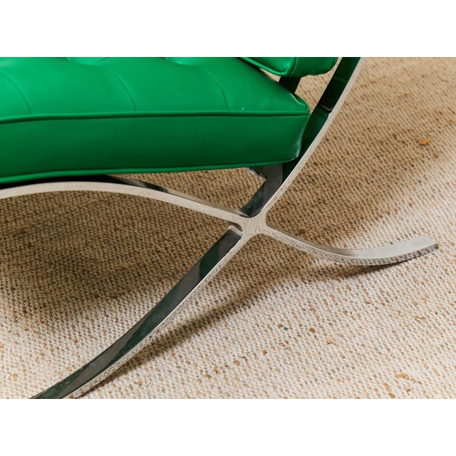 Mid 20th Century Styled After Kelly Green Barcelona Style Chair For Sale - Image 11 of 12