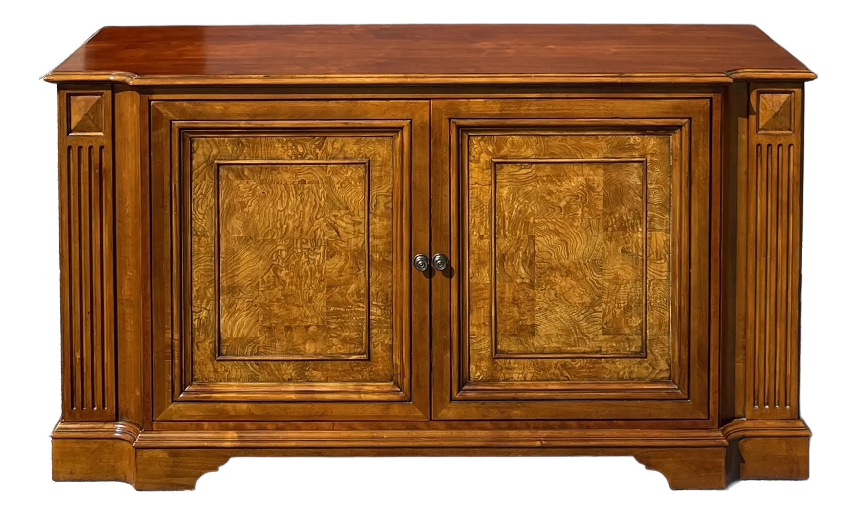 2010s Ethan Allen Townhouse Collection Maple & Burl Media Credenza