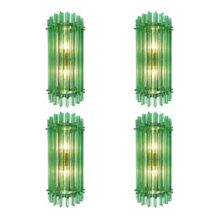 Contemporary Green “Wather Triedro” Murano Glass Wall Sconces - Lot of 4 For Sale
