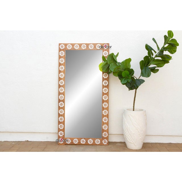 Floral Blossom Inlay Floor Mirror For Sale - Image 11 of 11