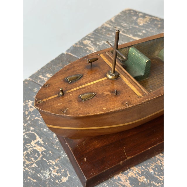 1940s Vintage Handmade Wood Runabout Speedboat Sculpture / Storage Box, Circa 1940s For Sale - Image 5 of 18
