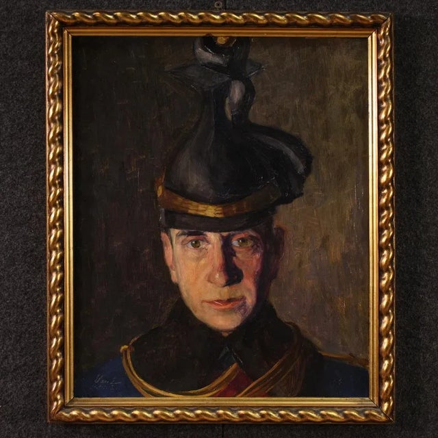 Vass E., Portrait of a Soldier, 1915, Oil on Cardboard For Sale - Image 16 of 16