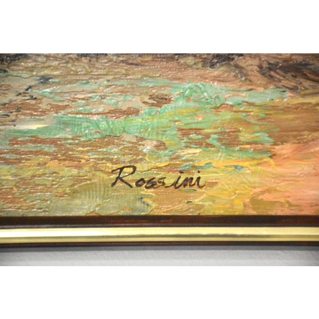 Gold Signed Rossini Landscape Oil on Canvas Painting For Sale - Image 8 of 9