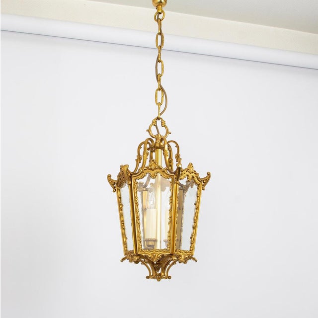 Brass Lantern Pendant Light, Germany, 1960s For Sale - Image 4 of 11