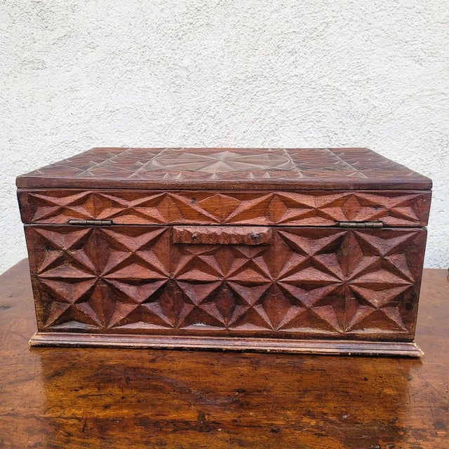 Italian Carved Wooden Chest, 19th Century For Sale - Image 9 of 13