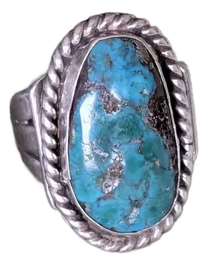 Late 20th Century Elegant Blue Copper Turquoise Ring, Adjustable Size