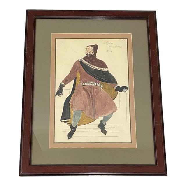 Roger Furse "Waldemar Fitzurse - Ivanhoe" Original Costume Illustration C.1940 For Sale