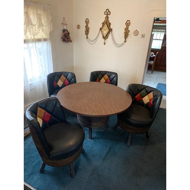 1970’s Sears and Roebuck Company Wine Barrel Dining Room Table & 4 Chairs