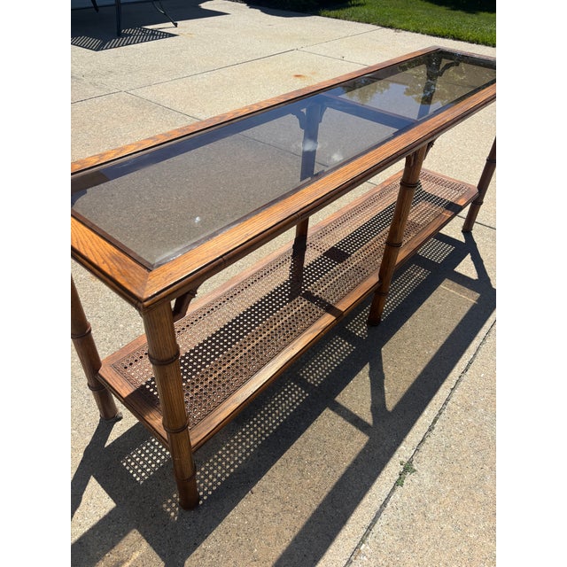 Vintage Faux Bamboo Console Table For Sale - Image 9 of 9