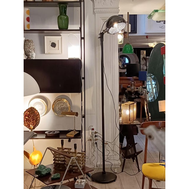 Metal Industrial Black Metal Floor Lamp, Italy, 1980s For Sale - Image 7 of 8