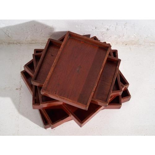 Antique Japanese Wooden Serving Trays, Set of 7 For Sale - Image 4 of 11