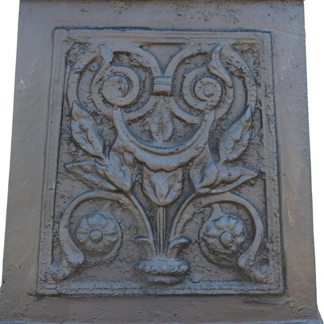 Traditional Pair of Antique Cast Iron Garden Urns With Stylized Floral Bases C1900 For Sale - Image 3 of 7