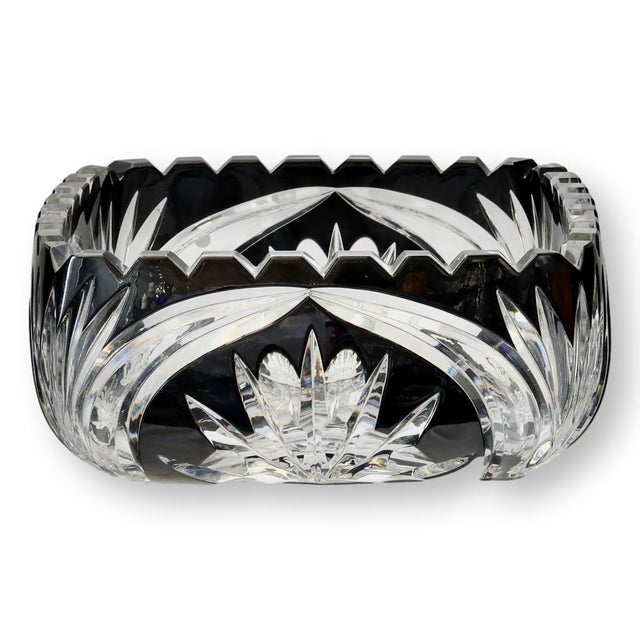 Art Deco Bohemian Black Onyx "Cut to Clear" Crystal Bowl For Sale - Image 3 of 7