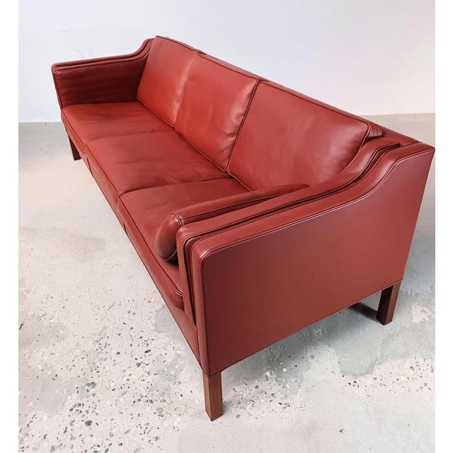 Restored 3 Seater Model 2213 Leather Sofa by Børge Mogensen, 1970s For Sale - Image 9 of 14