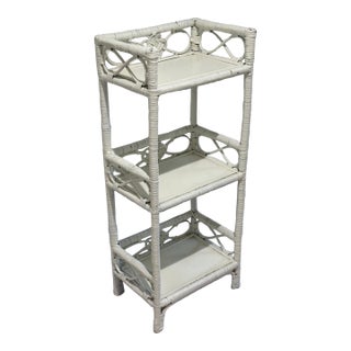 Victorian Style Wicker Three Tiered Etagère For Sale